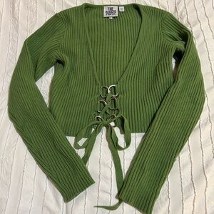 The Ragged Priest Green Lace-Up Cardigan